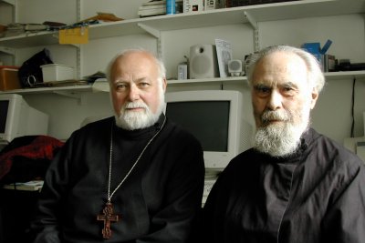 Митрополит Антоний (Блум) с протоиереем Михаилом Фортунато. Снимок 2002г.